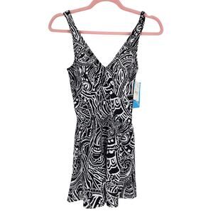 Azul One-Piece Swimsuit – Black & White Abstract Print